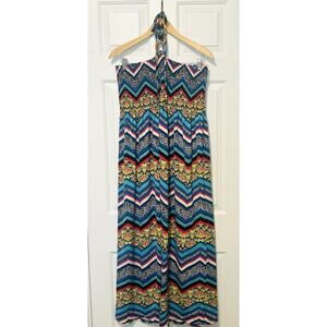 Magic Boho Maxi Dress Halter Beachy Hippie Blues Greens Yellows Beadsd DD03